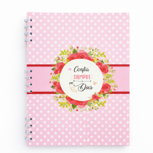 Cuaderno Cristiano A4 Tapa Blanda “Confía Siempre en Dios” – Anillado | Diseño Floral